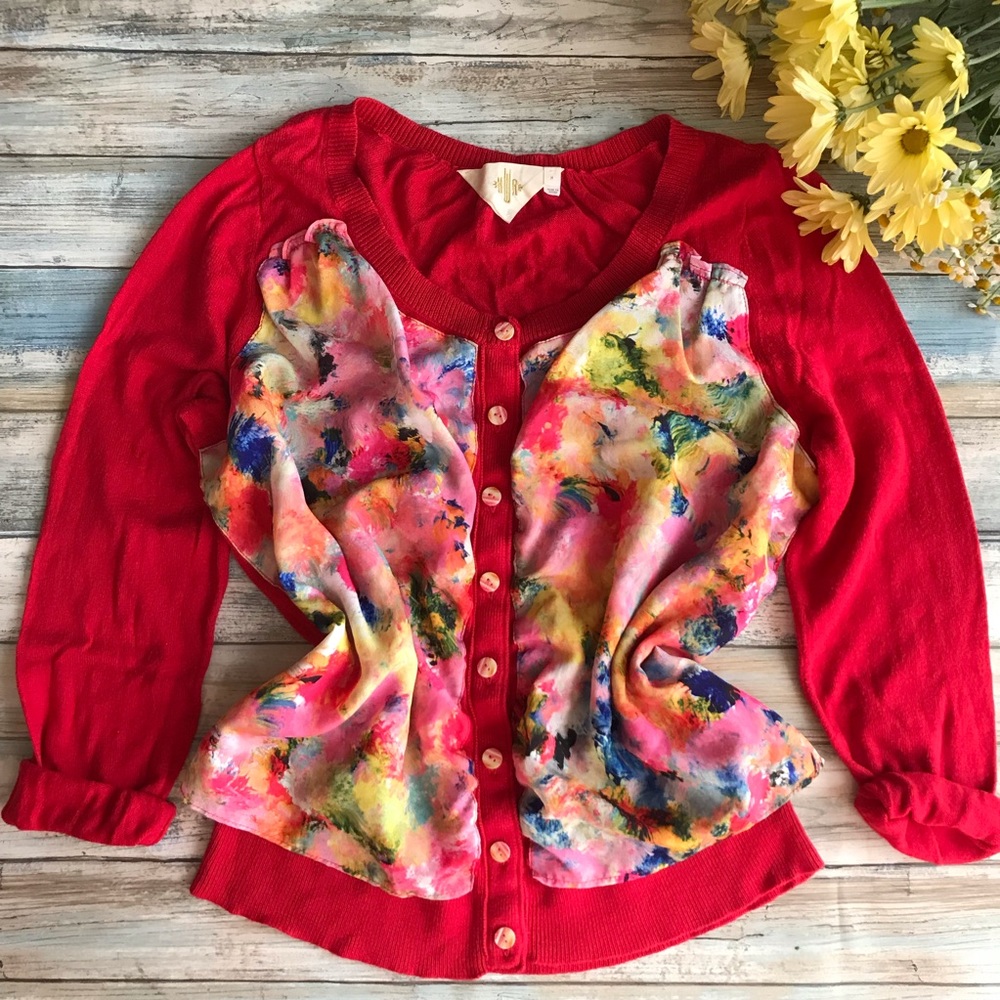 Anthropologie HWR Floral Sweater M